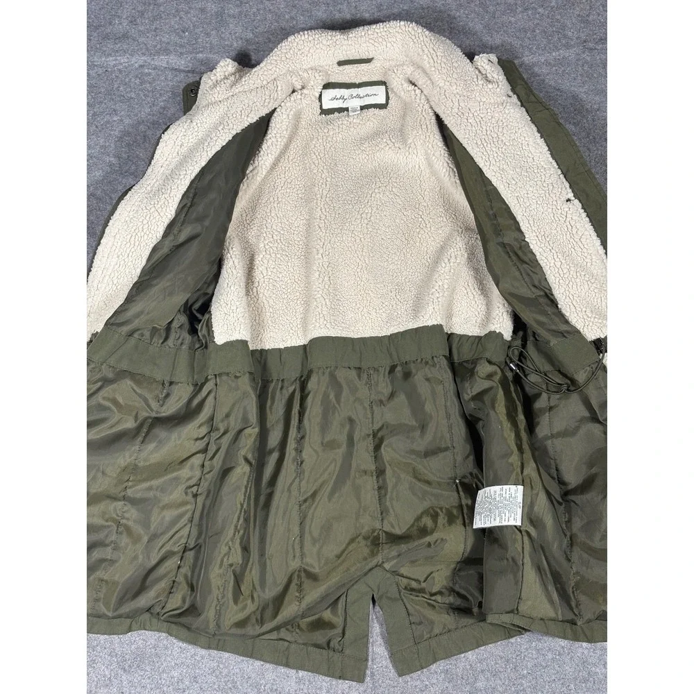 Debby Collection‎ Womens Olive Green Sherpa Lined Parka Jacket Small P